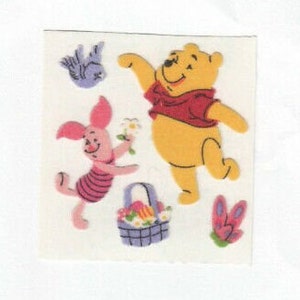 Autocollant vintage Winnie l'ourson floue Winnie l'ourson et porcelet Mod - Dessin animé Kessie Bluebird Basket Butterfly Flower Tigrou à collectionner