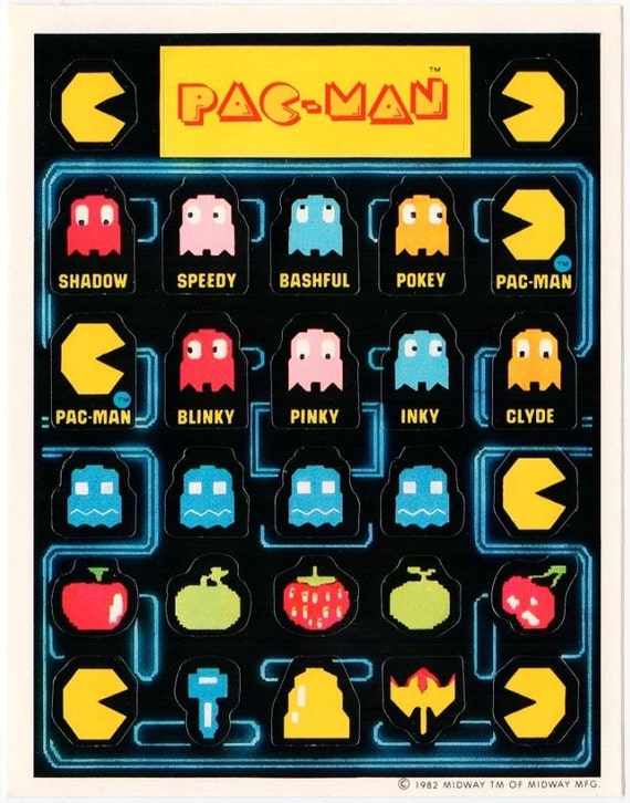 PAC MAN BLINKY  VINYL WALL OR WINDOW STICKER VARIOUS SIZES 