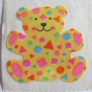 Rare Vintage Sandylion Pearl Finish Teddy Bear Sticker - 80&#39;s Opal Confetti Print Iridescent MOP Pearly Scrapbook