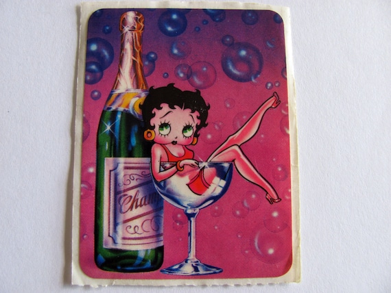 Rare Vintage Lisa Frank Betty Boop in a Champagne Glass Sticker