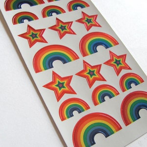 Rainbows Hallmark Foil Sticker Sheet - Metallic Silver Shooting Star - 20 Stickers Total on Sheet