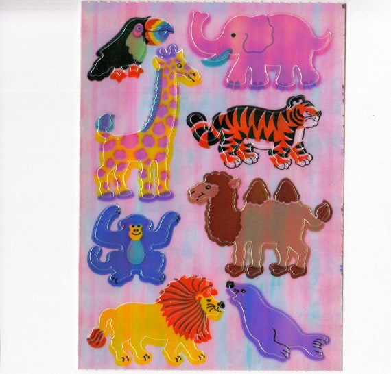 Vintage Sandylion Pearly Animals Maxi Sticker Sheet - 80's Opal