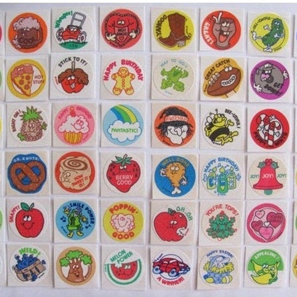 Vintage Trend Matte Scratch & Sniff Stickers 80s - You Choose one or LOT of 48 - Pizza Cola Mint Chocolate Rootbeer Licorice Bubblegum Pine