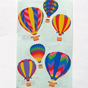 Hot Air Balloon Vintage Mrs Grossman Vintage Maxi Sticker Sheet - 80&#39;s Rainbow Stripe Sky Basket Collectible