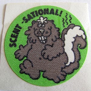 Autocollant vintage tendance mat à gratter et à renifler - Sticker de collection parfumé des années 80 - Stinky Stinky