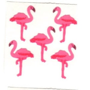 Vintage Sandylion Fuzzy Flamingo Stickers - 80's Collectable Scrapbook Collage Toy Ephemera