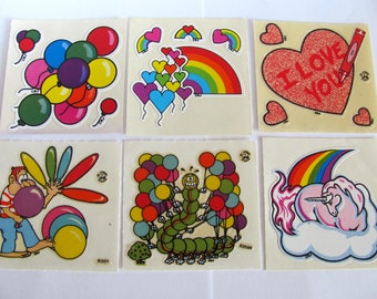 BJ Brand Vintage 80's Vinyl Stickers Rainbow and Balloons