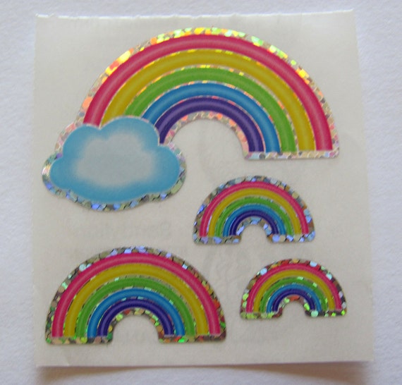 Vintage Sandylion Rainbow Glitter Sticker Module 80's Cloud Sky