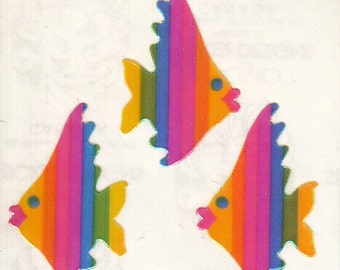 Vintage Sandylion Pearl Finish Tropical Rainbow - Fish Stickers 80's Opal Pearly MOP Stripe