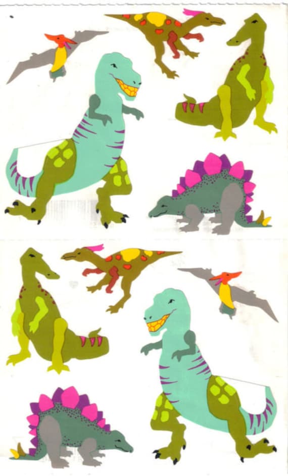 Grossman/'s Stickers Mrs 3 Strips Sparkle Dino Friends Colorful Dinosaurs