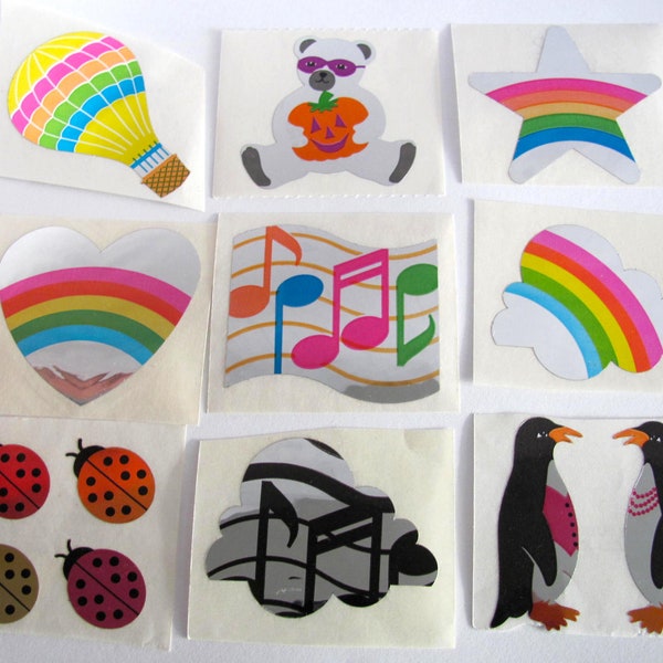 Hambly Foil Reflective Vintage 80s Sticker - You Choose - Mylar Halloween Teddy Bear Mask Pumpkin Hot Air Balloon Rainbow Penguin Ladybug
