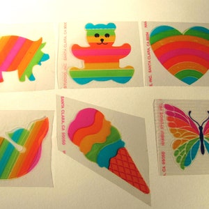 Hambly Transparent Rainbow Vintage 80s Sticker - You Choose - Pig Teddy Bear Heart Whale Ice Cream Cone Butterfly Piglet Love Dessert