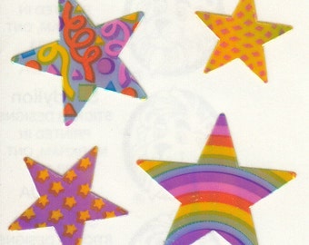 Rainbow Star Vintage Sandylion Pearl Finish Stickers - 80's Opal Pearly MOP Collectible Scrapbook