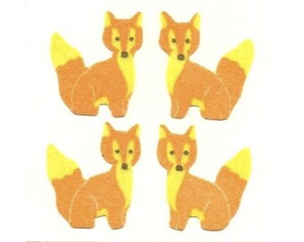Hoja de pegatinas de zorros peludos raros de la colección Great Seven - Collage de álbum de recortes de animales del bosque con zorro rojo