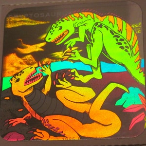 Rare Vintage Light Impressions Hologram Dinosaur Sticker - 1985 Holographic Dryptosaurus 80's Dino Scrapbook