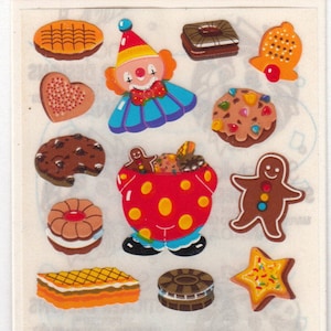 Biscoitos Raros Vintage Sandylion Mini Sobremesa Adesivo Mod - 80's Kromekote Gingerbread Chocolate Chip Shortbread Sugar Clown Scrapbook