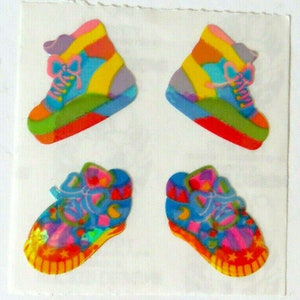 Neon Sneaker Vintage Sandylion Pearl Finish Stickers - 80&#39;s Pearly MOP Opal Tennis Shoe Iridescent Rainbow Retro Kicks Collectible