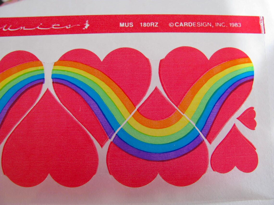 Red Hearts Cardesign Message Units Vintage Transparent Sticker Etsy