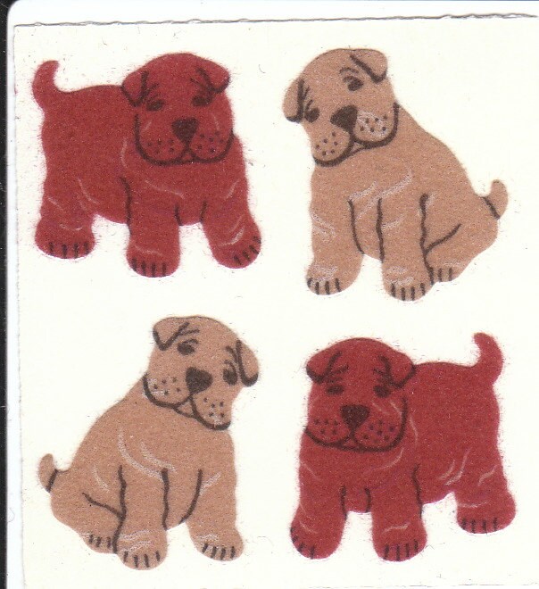 Rare Vintage Sandylion Fuzzy Shar Pei Puppy Stickers 80 s