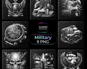 Military Patriotic Symbols & Gear Laser Engrave Files Bundle Army Glowforge Ready Commercial Use Laser Design for Coasters