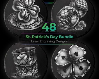 St Patrick's Day Schiefer Untersetzer Bundle Glücksklee Lasergravur PNG Designs Digitaler Download Schiefer Untersetzer Shamrock Dateien Kommerzielle Nutzung