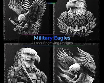 Military Eagles & Symbols Laser Engrave Files Army Slate Coasters, Glowforge Ready, Commercial Use Laser Design for Coasters