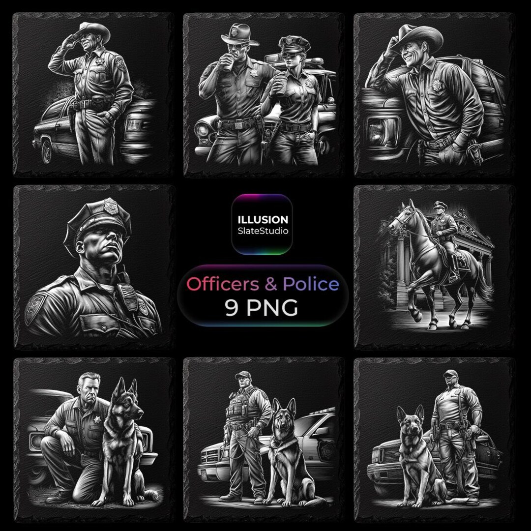 Law Enforcement Officers & Police K9 Engraving Set Laser Slate Coasters