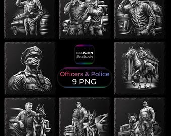 Polizei K9 Laser Gravierdatein Bundle, Polizei Geschenk, Hundeführer Untersetzer Design, Schiefer Untersetzer PNG Herunterladen