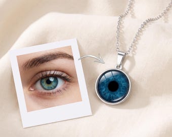 Gepersonaliseerde Ooghalsketting, Iris Hanger met Foto Aandenken