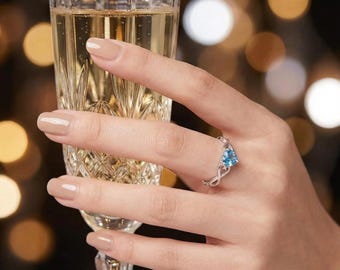 Custom Heart Birthstone Ring Silver Promise Jewelry Valentine Gift