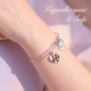 Pulsera con foto personalizada, código QR, corazón, acero inoxidable, mensaje secreto, joyería, regalo conmemorativo