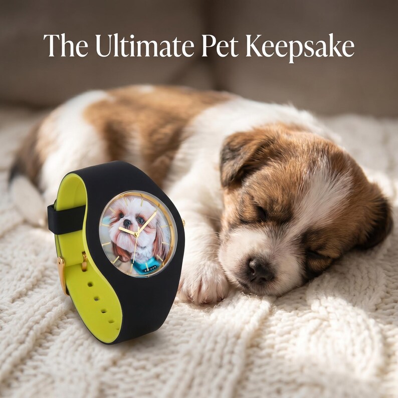 Anpassad fotoklocka i silikon, personlig bild, graverad baksida, minnespresent till husdjur, mamma, pojkvän bild 9