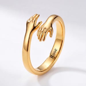 Hug Ring, Stainless Steel Adjustable Jewelry with Custom Engraving(Up to 10 characters)