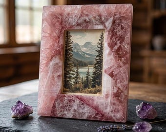 Luxe fotolijst van natuurlijke agaat | Kristallen fotolijst | Handgemaakte edelsteenlijst | Huwelijksgeschenk | Woondecoratie