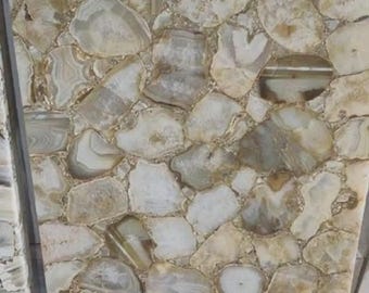 Handmade Golden Brown Agate Table Top – Natural Stone Decor Artisan Crafted