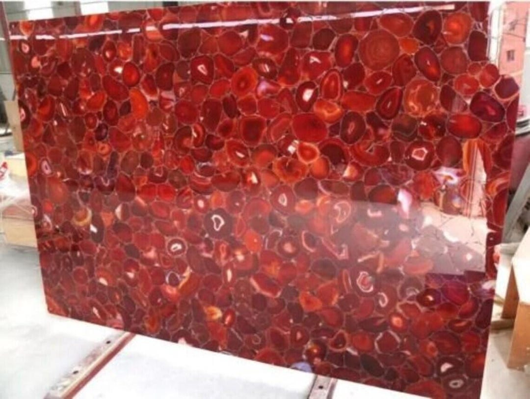 Ruby Table Top Polished Red Agate Table Top | Luxury Glam Countertop - Etsy