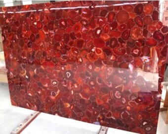 Polished Red Agate Table Top | Luxury Glam Countertop