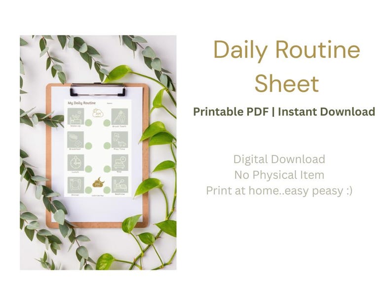 Toddler Daily Routine Sheet - Etsy