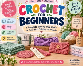 Crochet for Beginners Ebook, 40 Page Step-by-Step Crochet Guide, Digital PDF