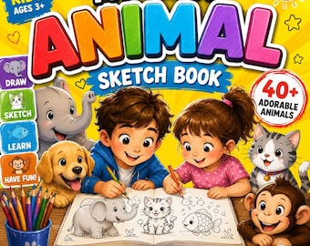 Animal Sketch Book for Kids | Trace, Color, Draw Workbook | PDF Download