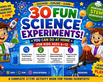 30 leuke wetenschappelijke experimenten werkboek voor kinderen | Afdrukbare STEM-activiteiten | Pdf