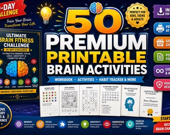Ultimate Brain Fitness Challenge Workbook | 30-Day Cognitive Skills Training | PDF Download