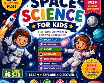 Space Science  for Kids Activity Book | Solar System, Astronomy STEM Learning (Printable PDF)