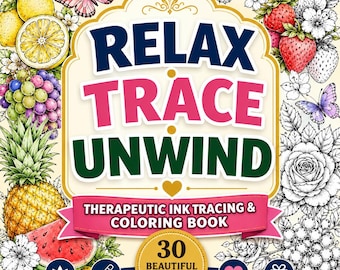 Therapeutic Botanical Tracing Coloring Book | Stress Relief | Mindfulness Activity