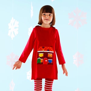 Gingerbread man girls red Christmas dress image 3