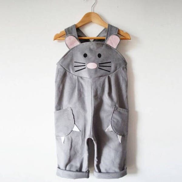 Mouse dungaree overalls in grey