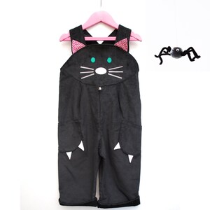 Handmade Cat Dungaree overalls in black cord image 2