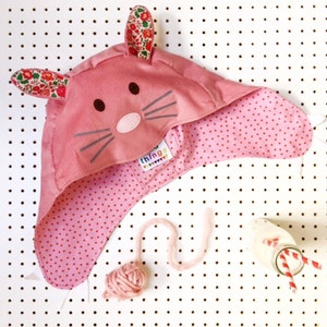 Bunny rabbit kids hat in Liberty pink image 2