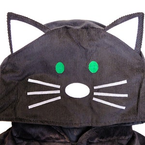 Cat fancy dress cape handmade in black velvet corduroy image 6