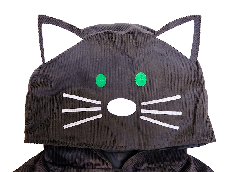 Cat fancy dress cape handmade in black velvet corduroy image 6